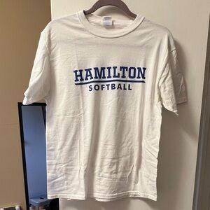 Hamilton Softball White Tee with Blue Print